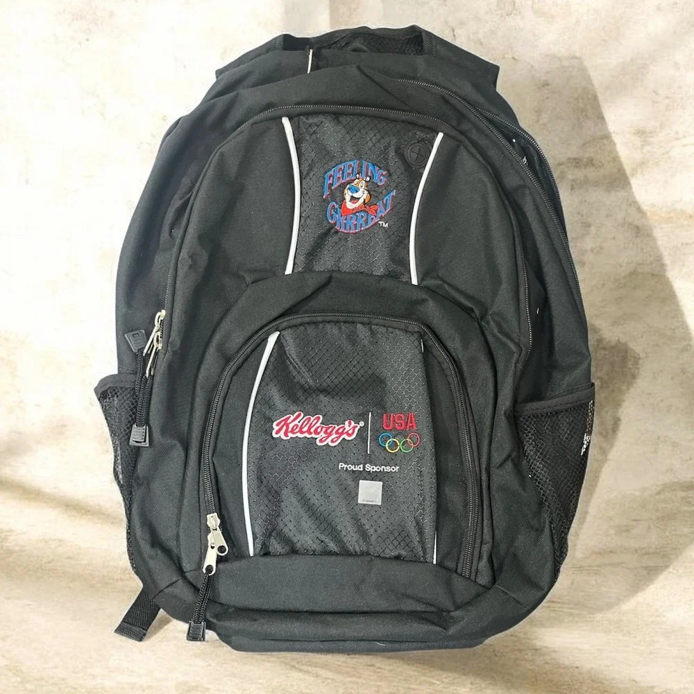 Kelloggs Backpack Black Team USA Olympics Tony The Tiger Laptop Compartment